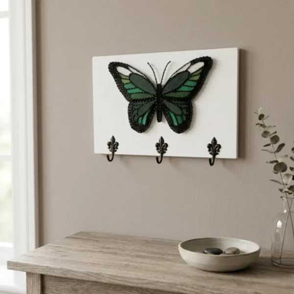 Tablou personalizat fluture string art cu suport pentru chei hol