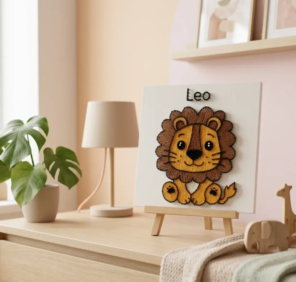 Tablou Personalizat string art animalut leu cu nume