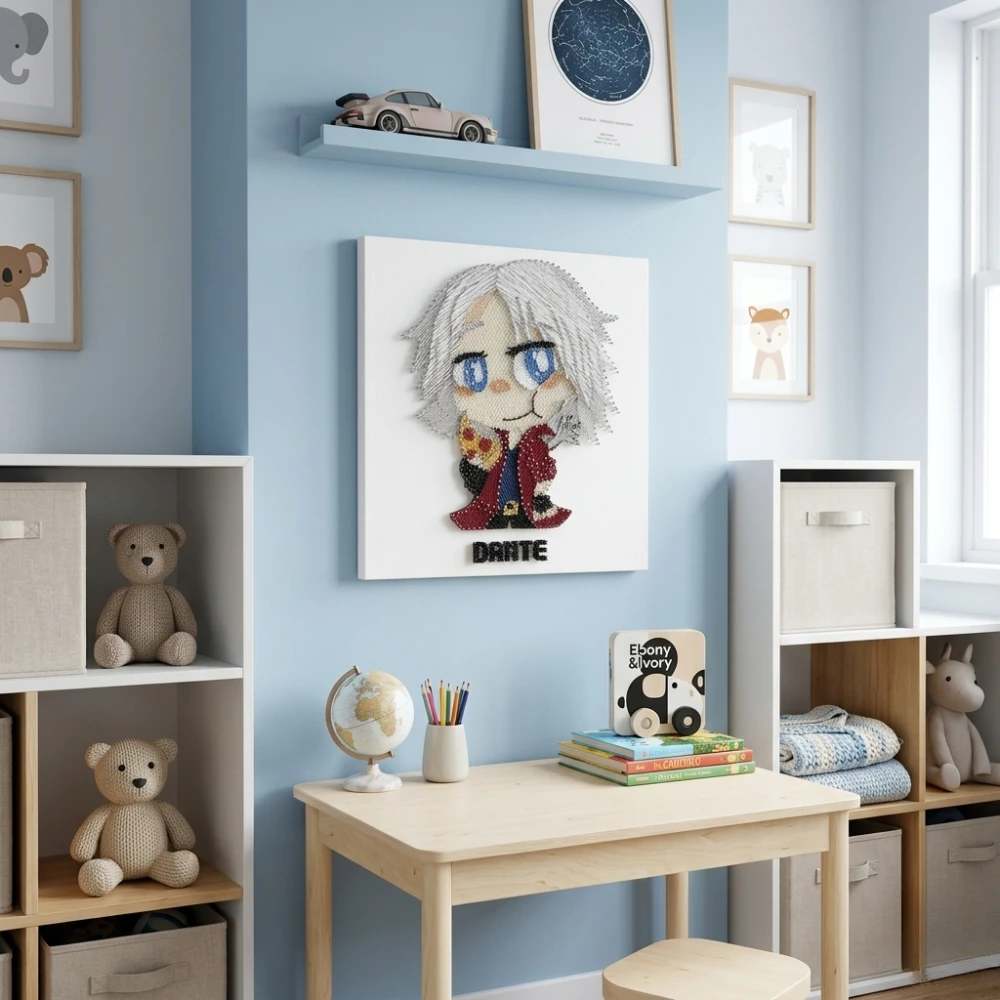 Tablou personalizat string art cu nume personaj dante