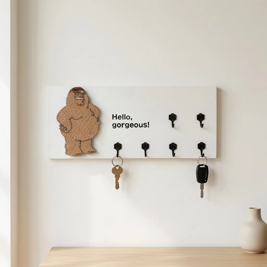 Tablou personalizat string art cu suport pentru chei si personaj peter griffin